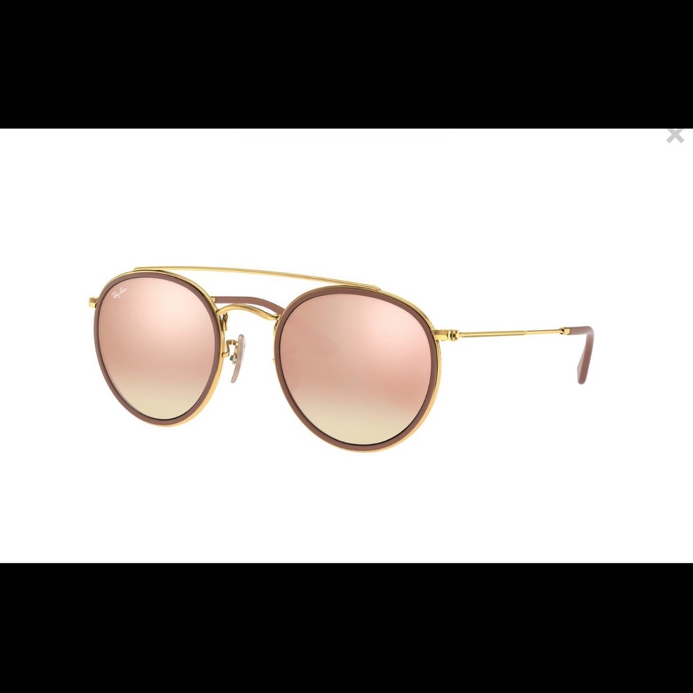 Ray-Ban Gold Frame Pink Gradient Round Women's Sunglasses
